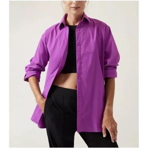Athleta Womens Oversized Poplin Shirt S Small Jazzy Purple